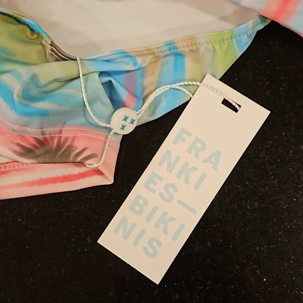 💕FRANKIES BIKINIS💕 Tina One Shoulder Bikini Top ~ Palmz Print Large L NWT